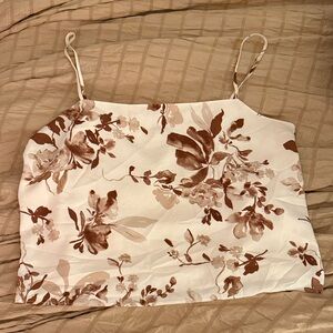 Abercrombie & Fitch Cream and Brown Floral Camisole